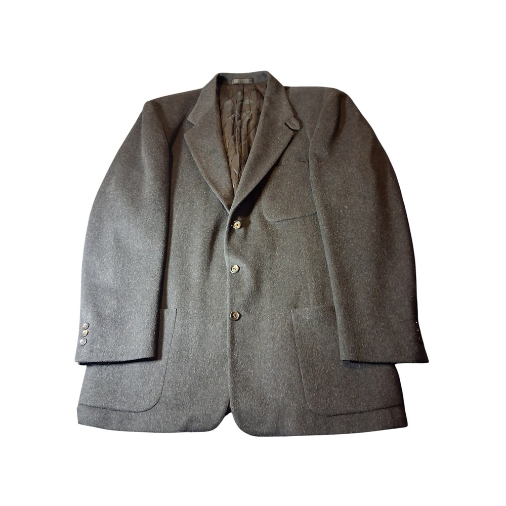 LL Bean Mens Large Tall Wool Blazer Jacket Charcoal Gray 3M Thinsulate USA Made